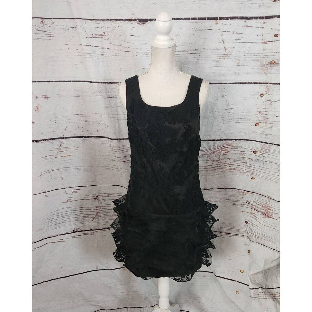 John‎ Paul Ataker Drop Waist Ruffle Hem Overlay Dress Size 4